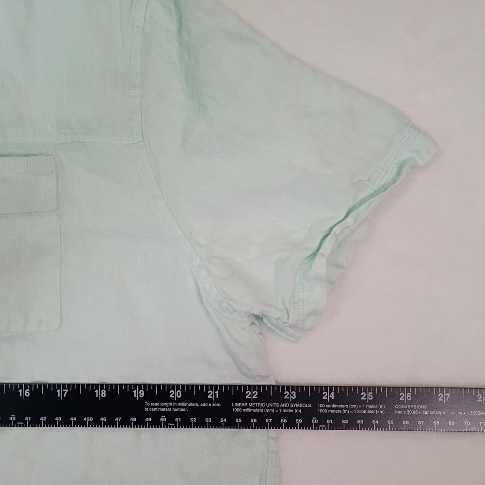 Murano Baird McNutt Linen Shirt Mens Large Mint Green Short Sleeve Button Up - Picture 5 of 11